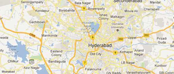 JP Interiors location map - Hyderabad